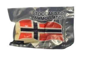 Porzione di stoccafisso ammollato sottovuoto